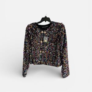 Boston Proper XL Multicolor Sequin Cropped Jacket NWT